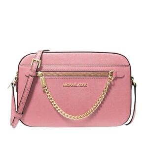 Michael Michael Kors JET SET LARGE SAFFIANO LEATHER CROSSBODY BAG carnation NWT